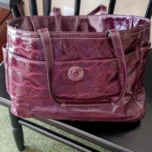 Extra Large Coach Maroon Genuine Leather Handbag